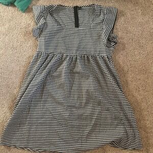 SHEIN Black White Gingham Checkered Ruffle Sleeve Mini Dress XXL